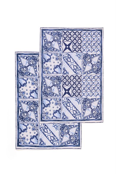 Vanelli Home Beyaz Üzerine Mavi Çini Desenli Leke Tutmaz Özellikli İkili Amerikan Servis CVICC1C00C00X00001-25